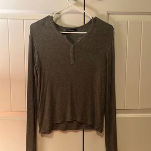 Brandy Melville gray button long sleeve